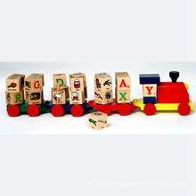 Juguete educativo tren de juguete de madera con bloques de alfabeto